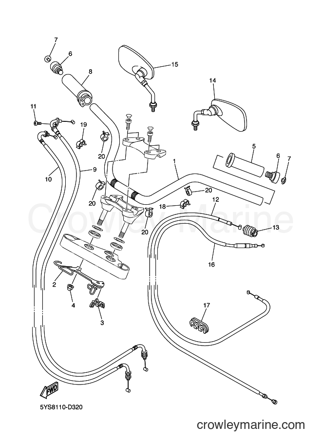 Yamaha Motors XVS1100AT (5S01) [010] - STEERING HANDLE & CABLE