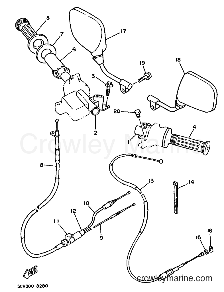 1988 Sport Bike YSR80 - YSR80 (3AX1) [999] - STEERING HANDLE & CABLE