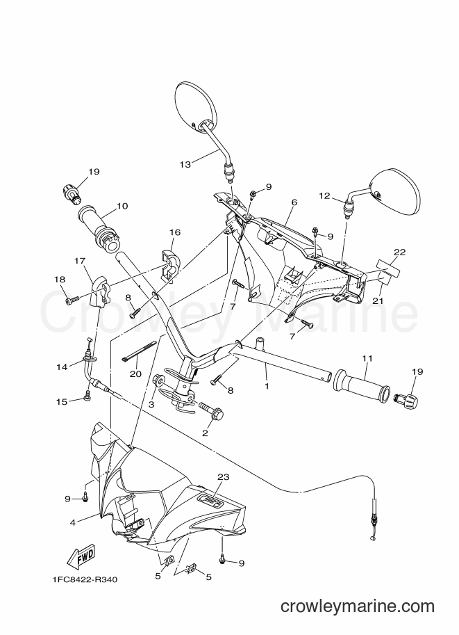 Yamaha Motors T115FLE (1FCC) [010] - STEERING CABLE FOR DISK BRAKE