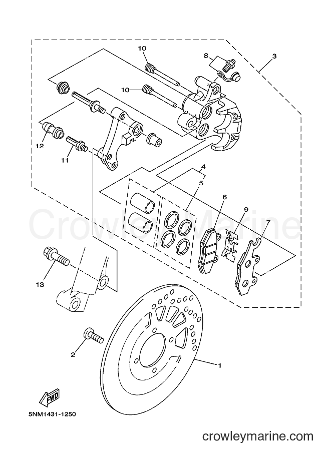 2002 Scooter JZ120F - JZ120F (5NM4) [010] - FRONT BRAKE CALIPER