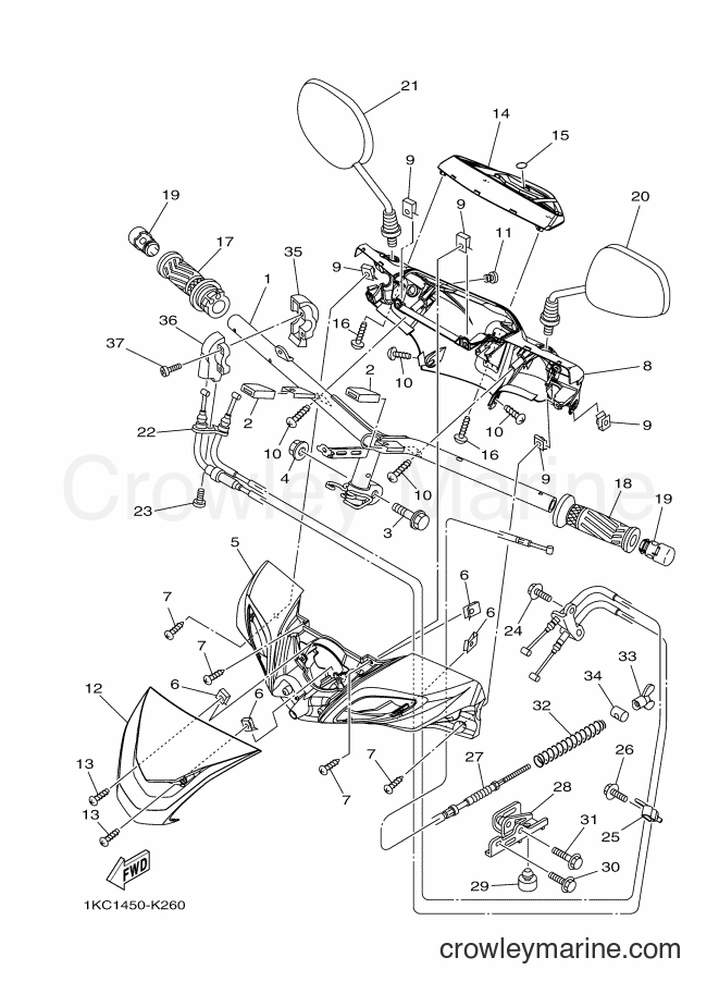 2012 Scooter AL125C - AL125C (44D3) [010] - STEERING HANDLE & CABLE