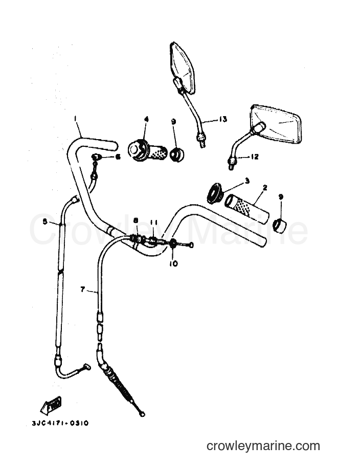 1993 Cruiser XV535 - XV535 (3JC6) [010] - STEERING HANDLE & CABLE