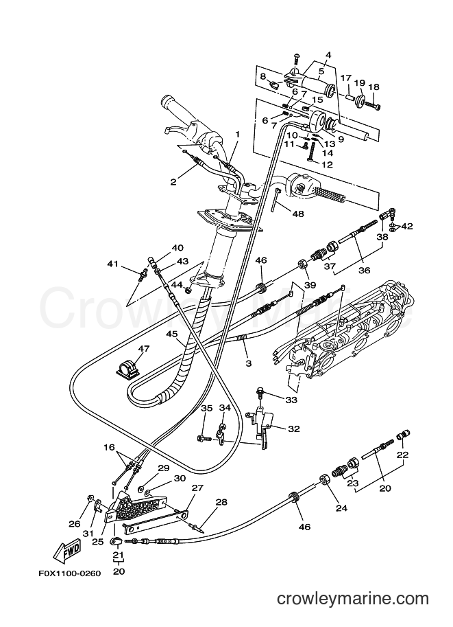 Yamaha Motors ENG FOR GP1200 (68BA) [010] - CONTROL CABLE