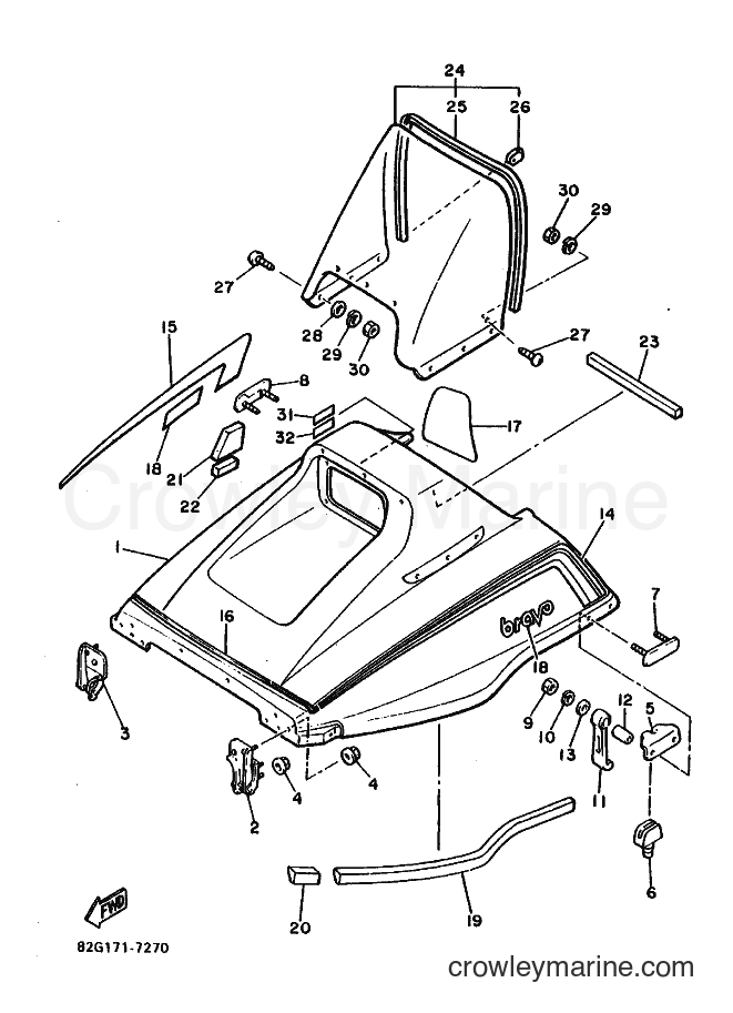 1988 Snowmobile BR250 - BR250 (84A0) [010] - SHROUD & WINDSHIELD