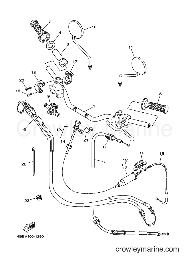 2001 Dirt Bike XT225 - XT225 (4BEX) [010] - STEERING HANDLE & CABLE