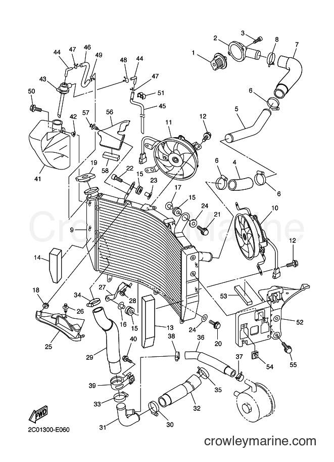 Yamaha Motors YZF-R6 (2C01) [080] - RADIATOR & HOSE