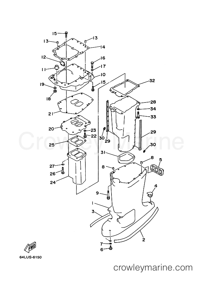 Yamaha Motors 225DETO (64F0) [020] - UPPER CASING