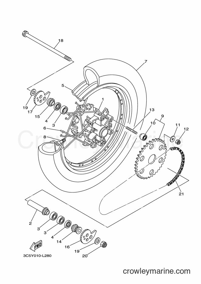 2017 Dirt Bike XT250 - XT250 (B1H1) [010] - REAR WHEEL