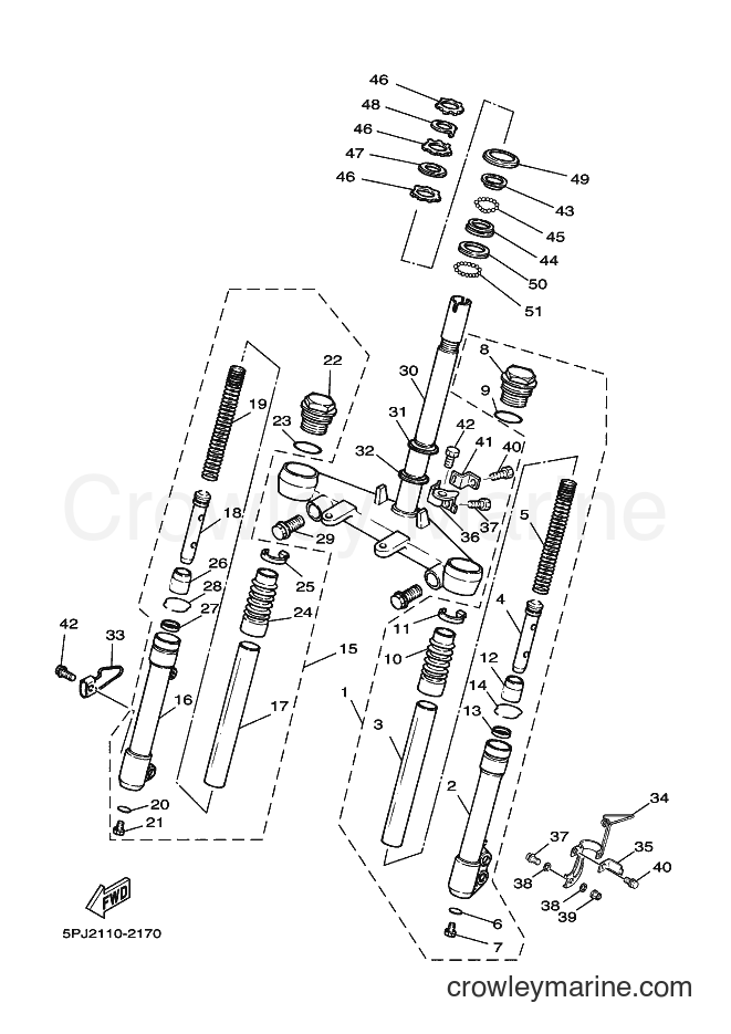Yamaha Motors YW50 (5PN3) [010] - FRONT FORK