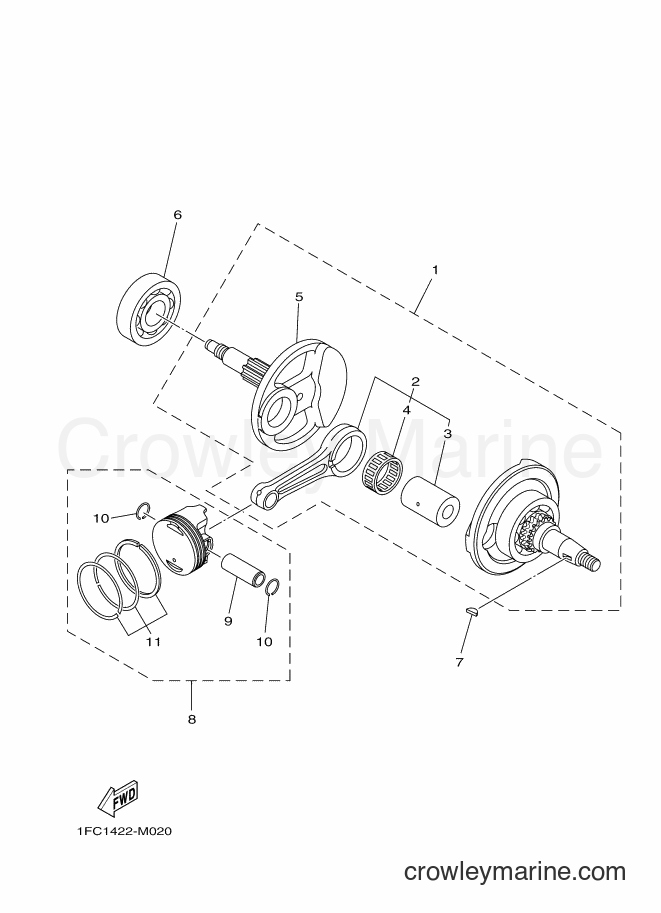 Yamaha Motors T115FLE (1FCA) [010] - CRANKSHAFT & PISTON