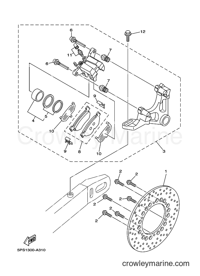 2008 Street Bike TDM900 - TDM900 (5PSE) [010] - REAR BRAKE CALIPER