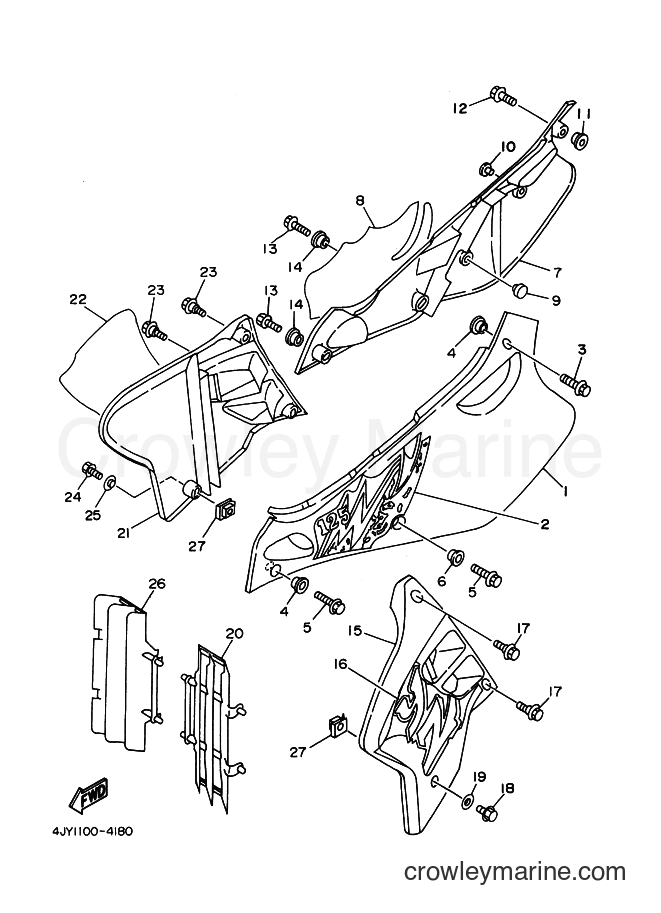 Yamaha Motors YZ125 (4JY1) [999] - SIDE COVER