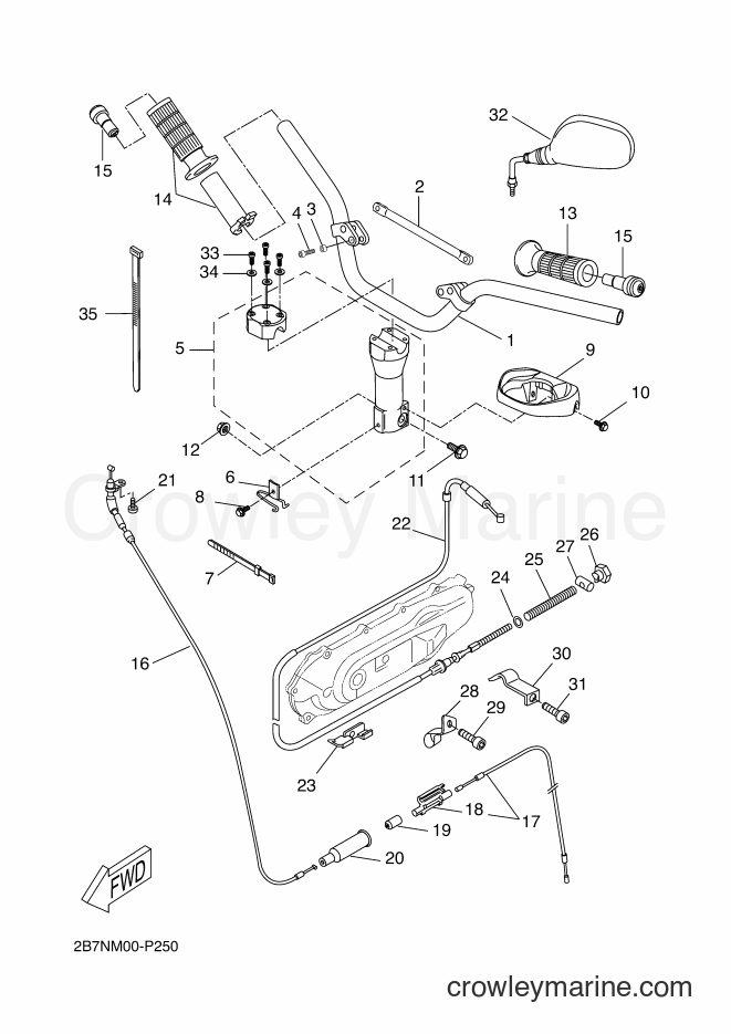 Yamaha Motors CW50N (2B7P) [020] - STEERING HANDLE & CABLE