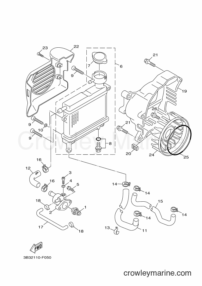 2018 Scooter YW50F - YW50F (1CDE) [010] - RADIATOR & HOSE