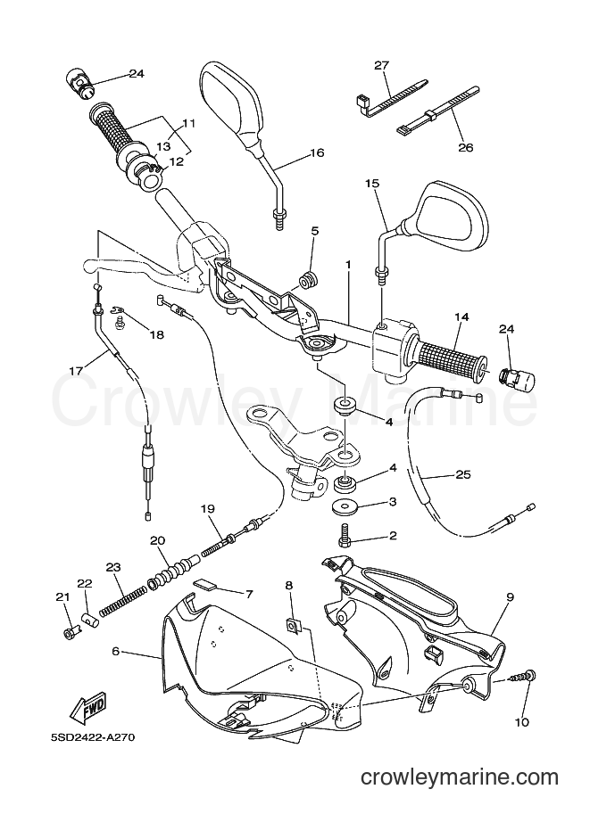 Yamaha Motors T105E (5SD2) [010] - STEERING HANDLE & CABLE