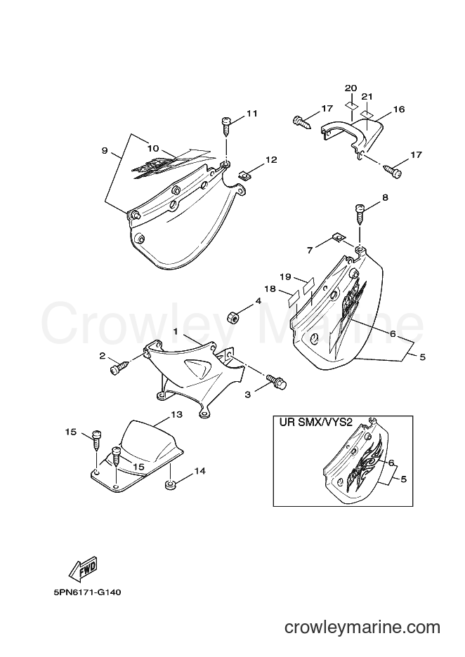 2008 Scooter YW50 - YW50 (5PN6) [010] - SIDE COVER