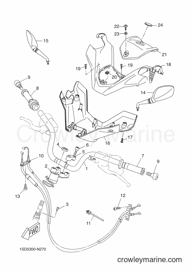 2014 Scooter YP400R - YP400R (1SD5) [010] - STEERING HANDLE & CABLE