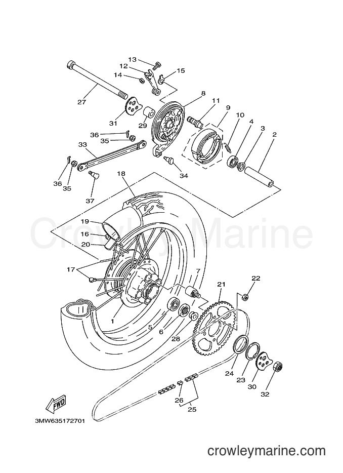 2000 Street Bike SR125 - SR125 (3MW9) [080] - REAR WHEEL