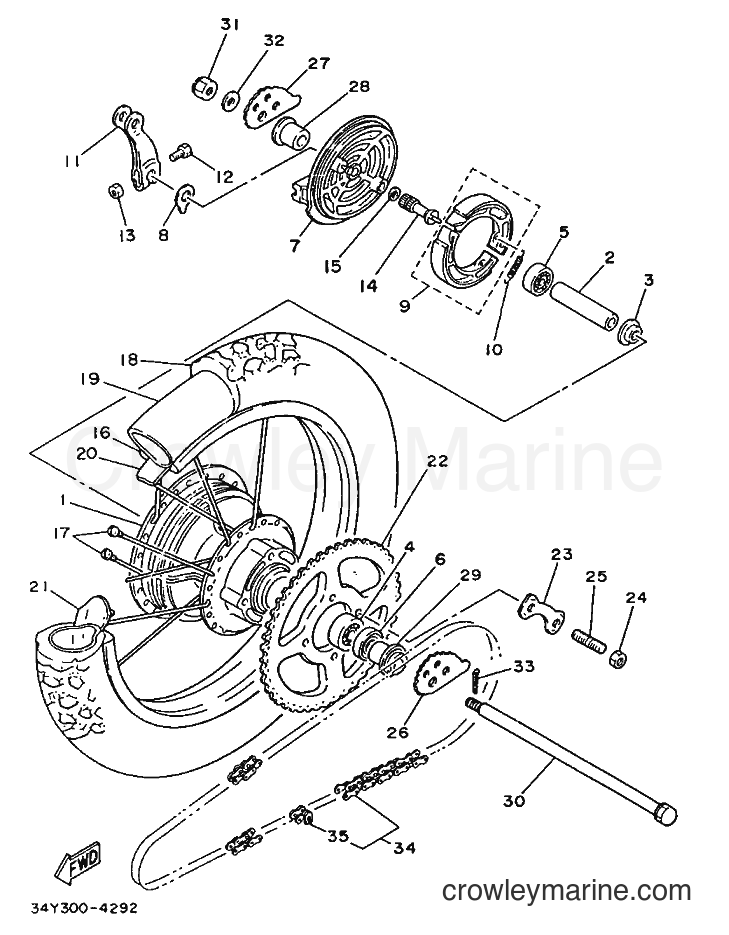 1987 Dirt Bike DT125 - DT125 (35A) [999] - REAR WHEEL
