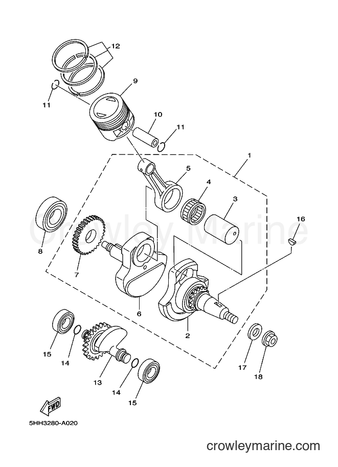 Yamaha Motors YBR125K (5YL1) [010] - CRANKSHAFT & PISTON