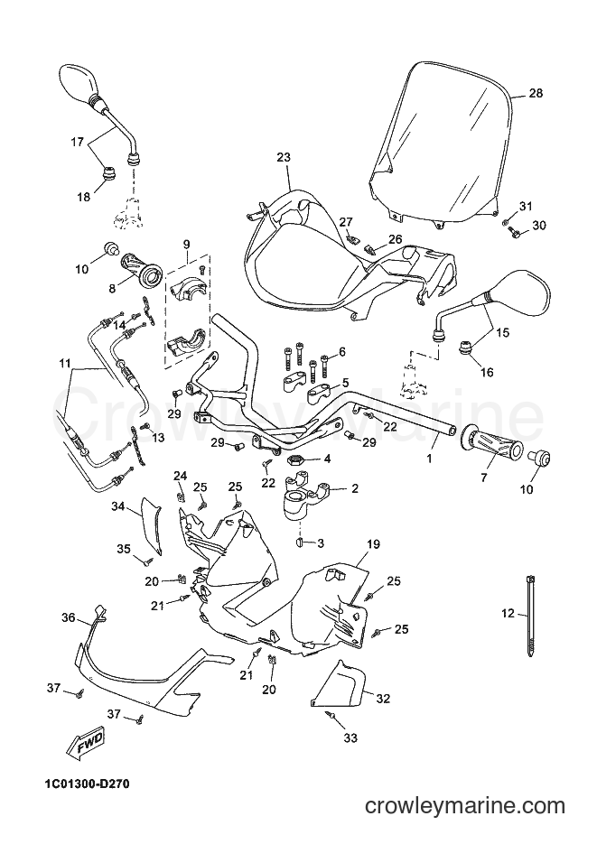 Yamaha Motors YP250R (1C01) [040] - STEERING HANDLE & CABLE