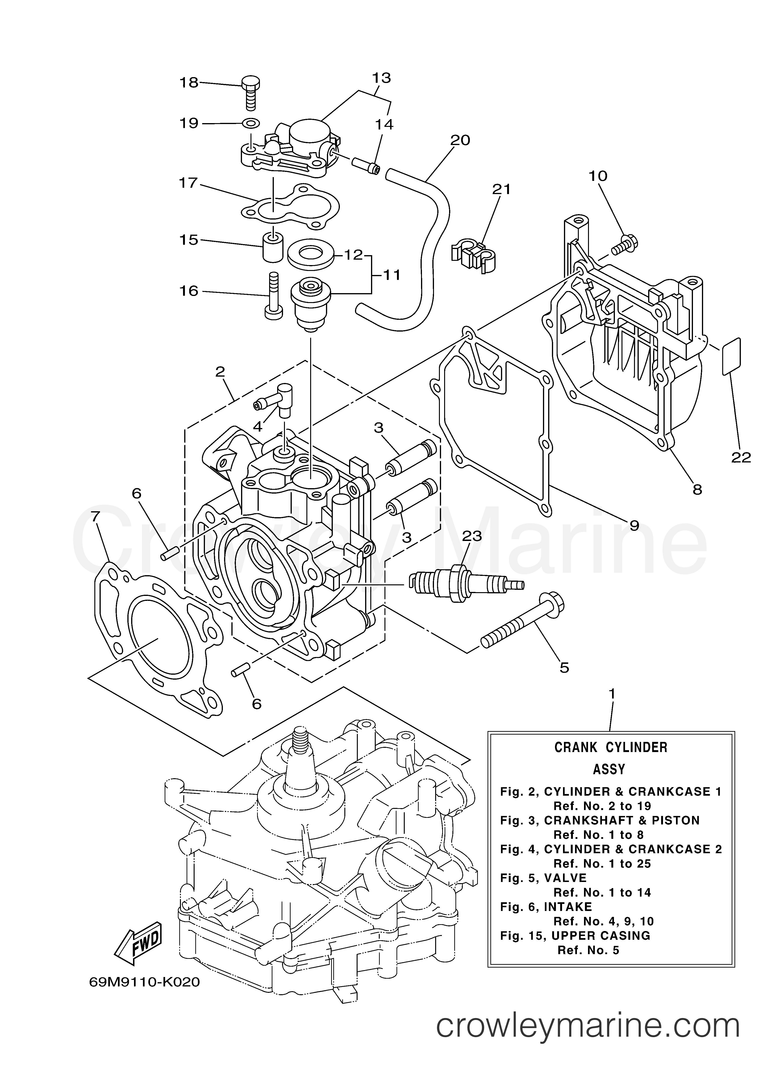 Yamaha Motors F2.5MSH - CYLINDER CRANKCASE 1