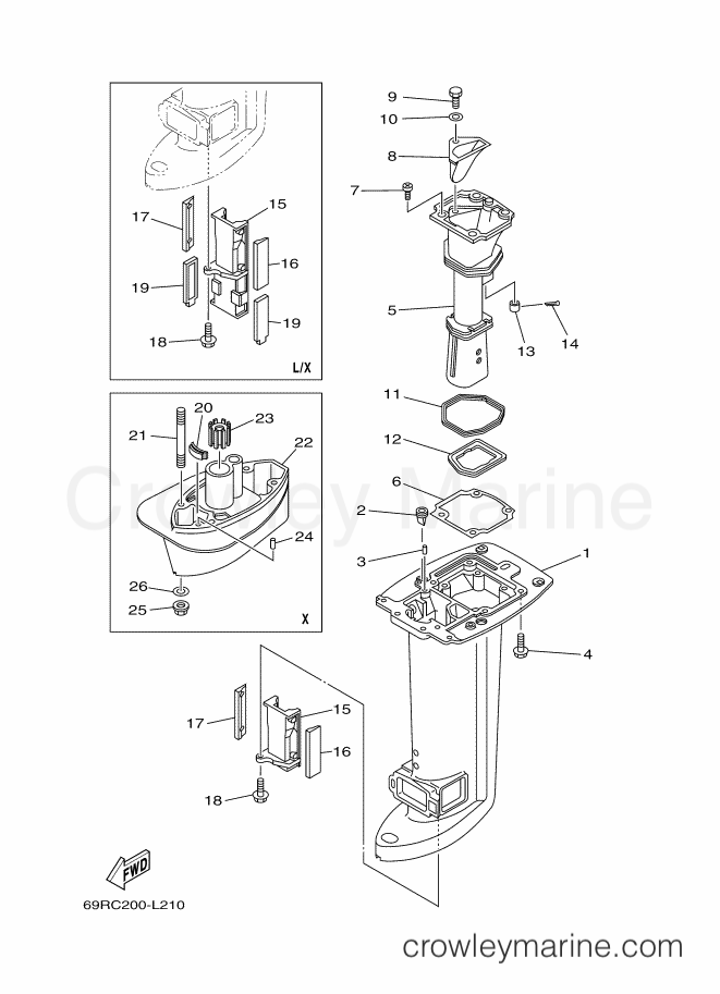 Yamaha Motors E25BMHL (69PC) [070] - UPPER CASING