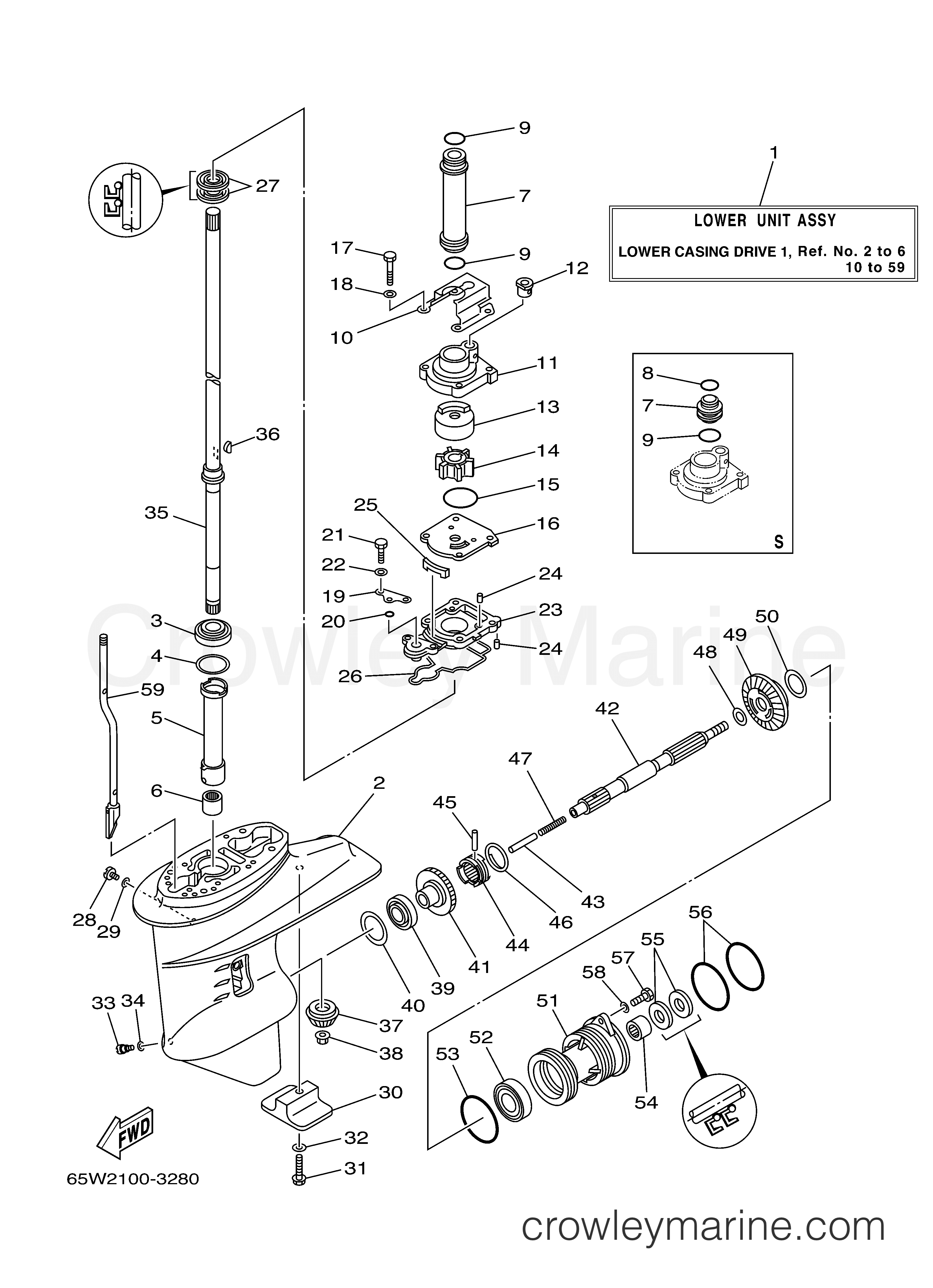 Yamaha Motors F25MLHC - LOWER CASING DRIVE 1