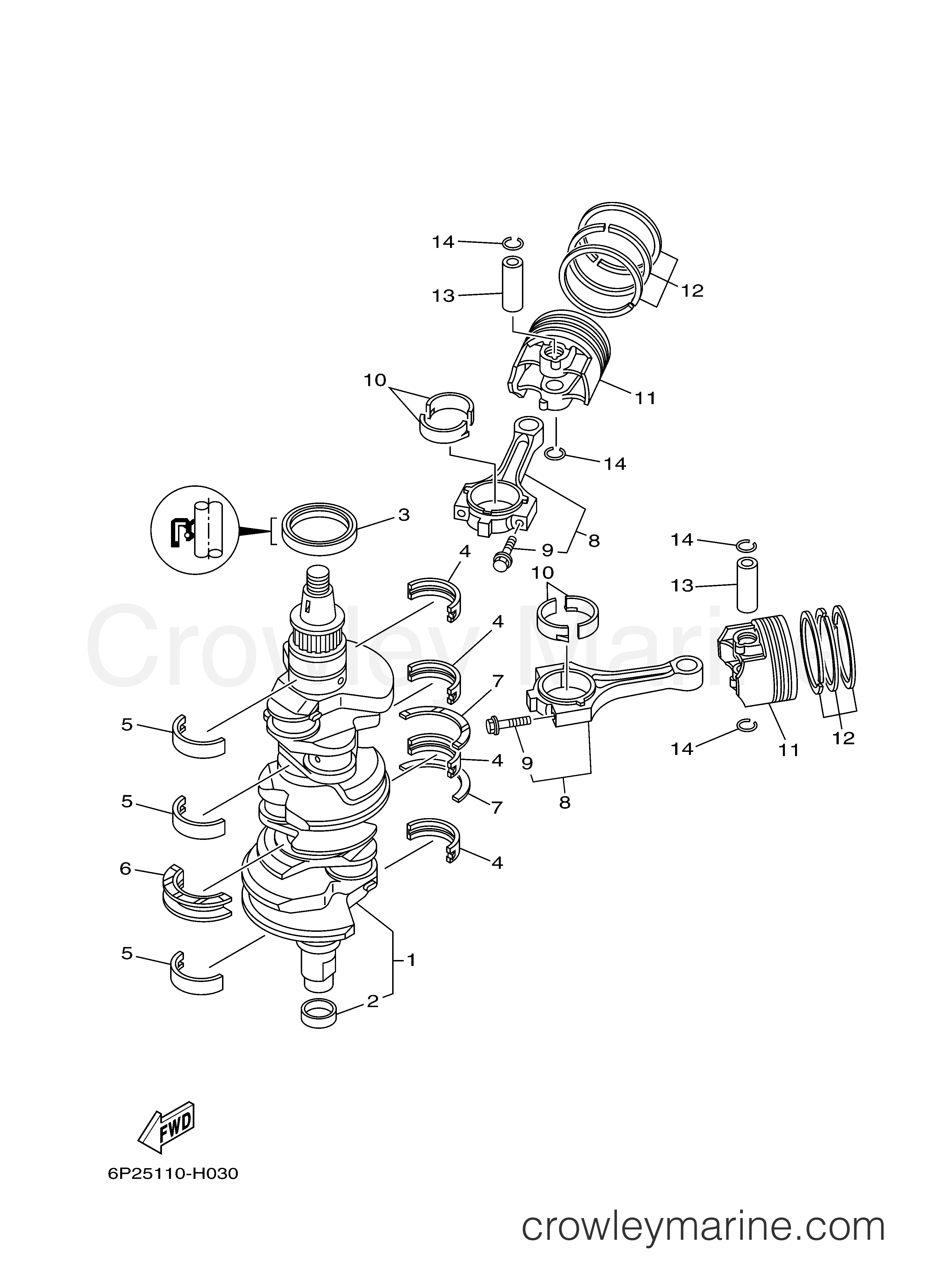 Yamaha Motors LF250BTUR - CRANKSHAFT PISTON