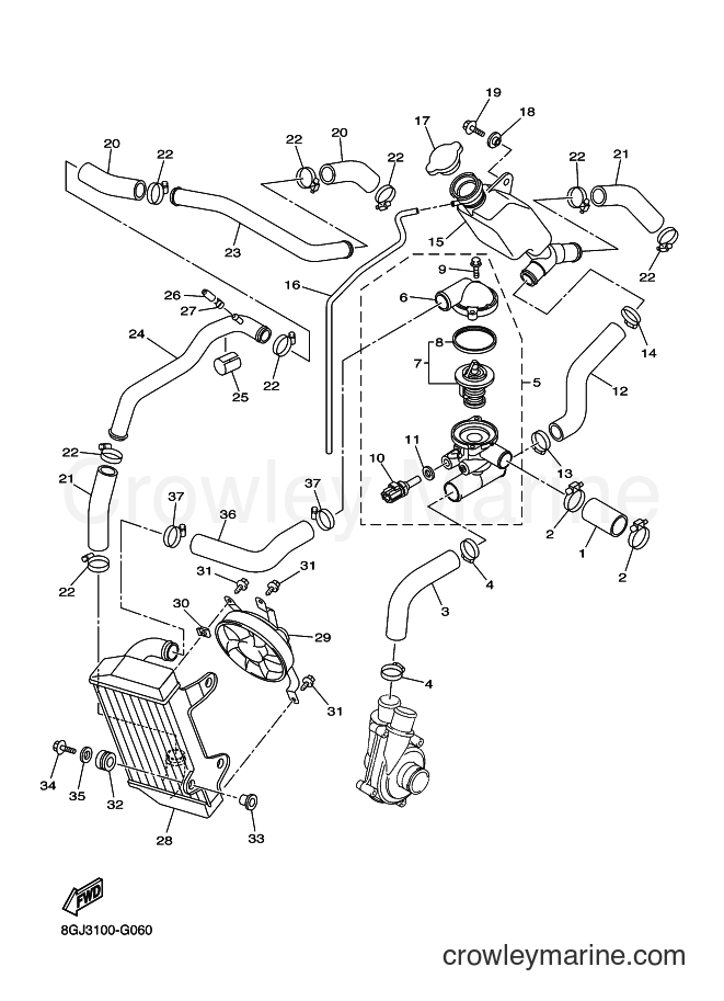 2013 Snowmobile RPZ50GT - RPZ50GT (8GK9) [020] - RADIATOR & HOSE