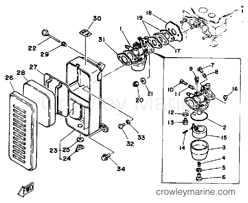 Yamaha Motors EF2000 - AIR CLEANER - CARBURETOR (~800100)