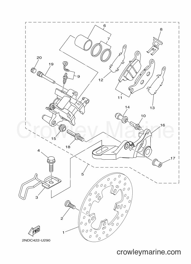 2019 Scooter T150 - T150 (2NDM) [010] - REAR BRAKE CALIPER