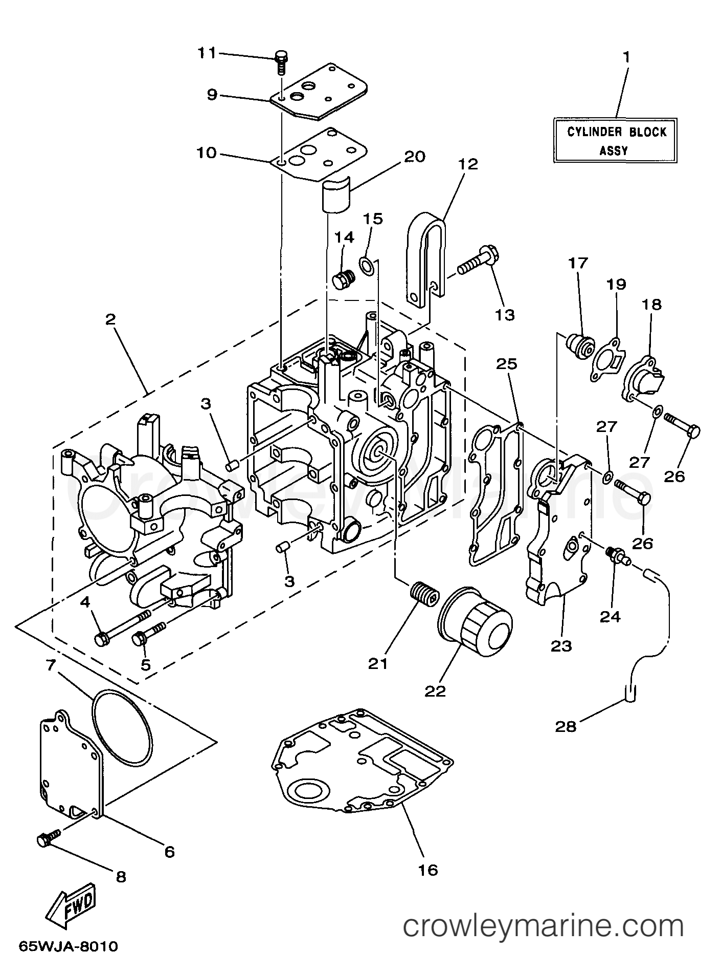Yamaha Motors F25ESHW - CYLINDER CRANKCASE