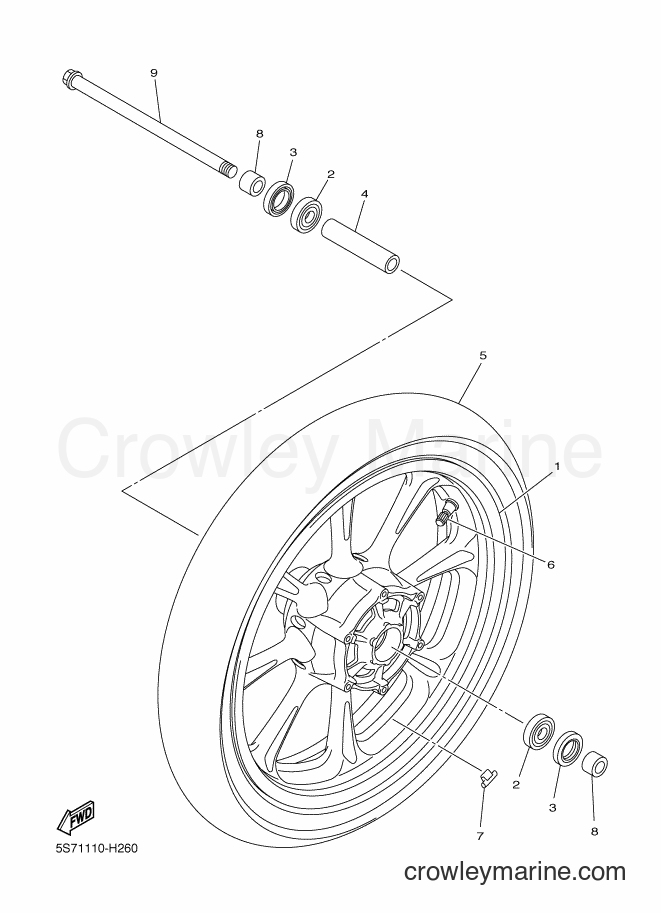 Yamaha Motors XVS950CT (26SC) [020] - FRONT WHEEL