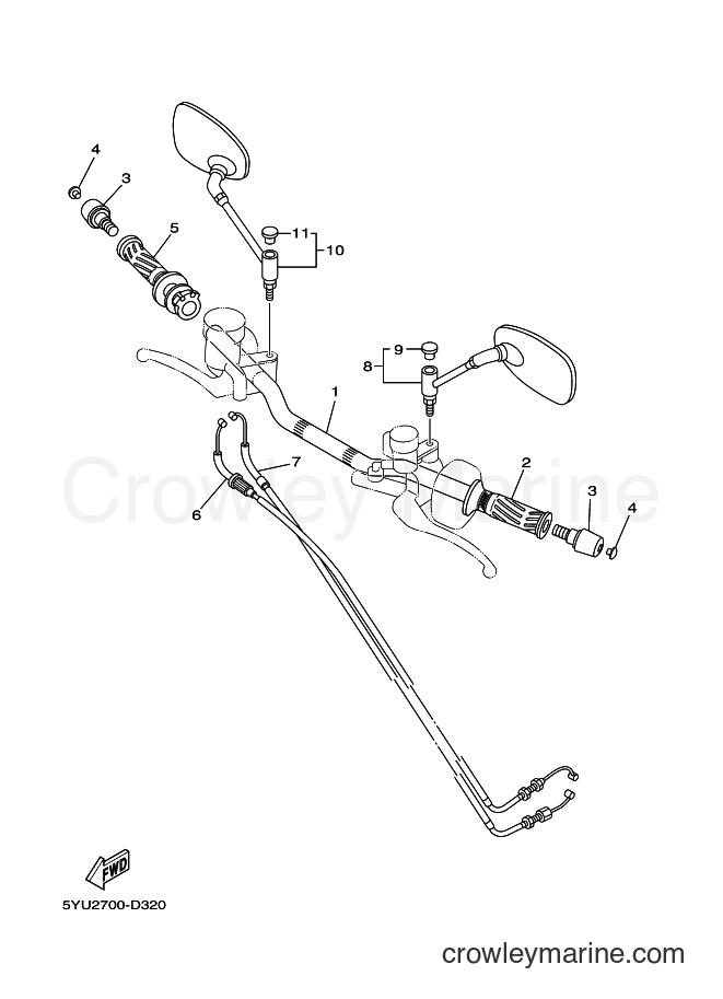 2006 Street Bike MT01 - MT01 (5YU3) [010] - STEERING HANDLE & CABLE