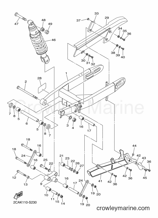 2017 Cruiser XVS1300CT-B - XVS1300CT-B (2CAM) [020] - REAR ARM & SUSPENSION