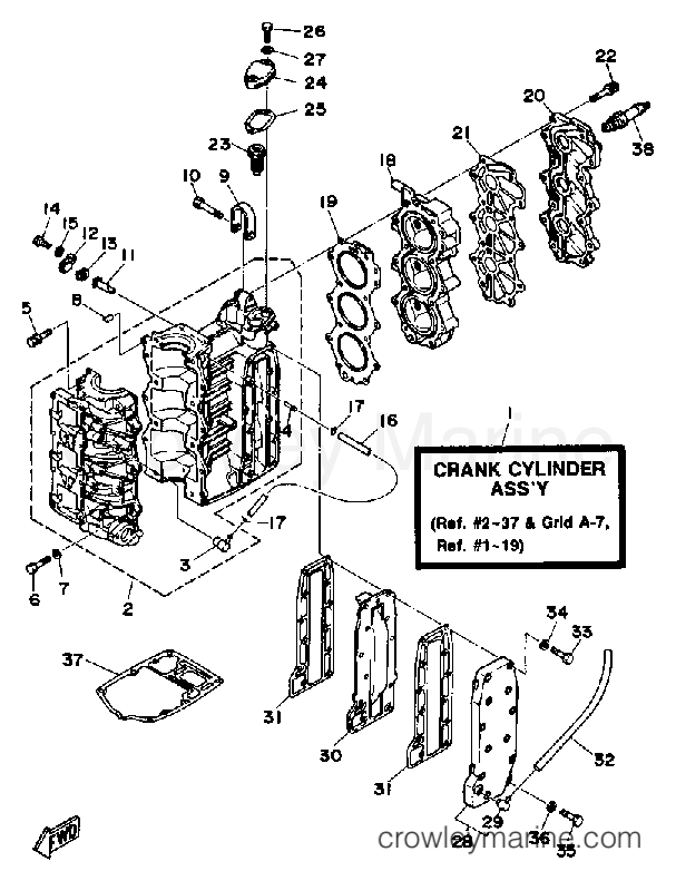 Yamaha Motors 30ESF - CRANKCASE CYLINDER