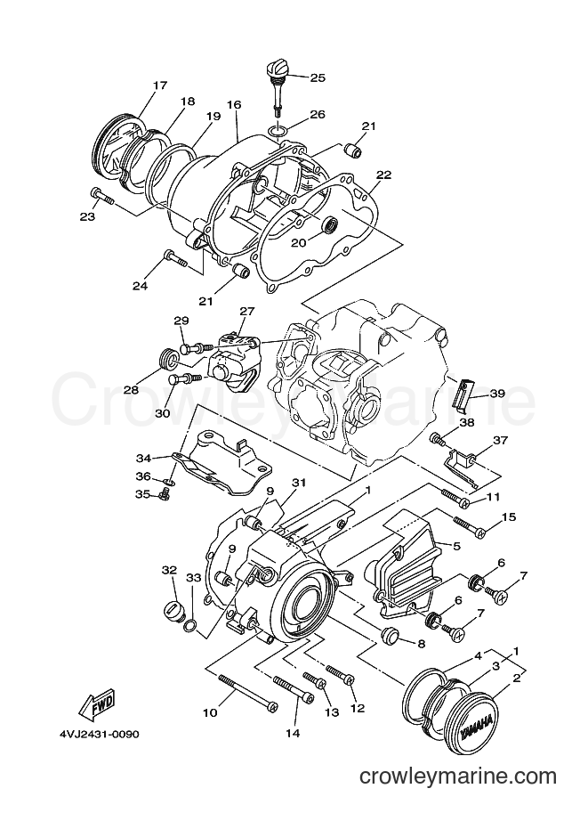 Yamaha Motors V100 (4VJ3) [010] - CRANKCASE COVER 2