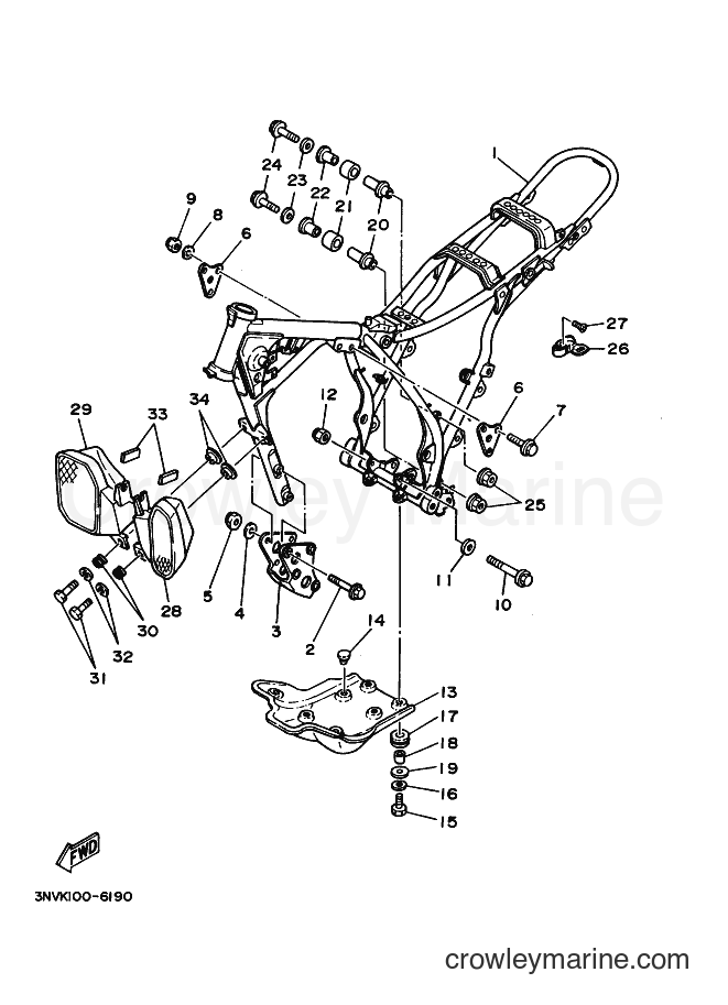 1998 Dirt Bike XT350 - XT350 (3NVU) [010] - FRAME