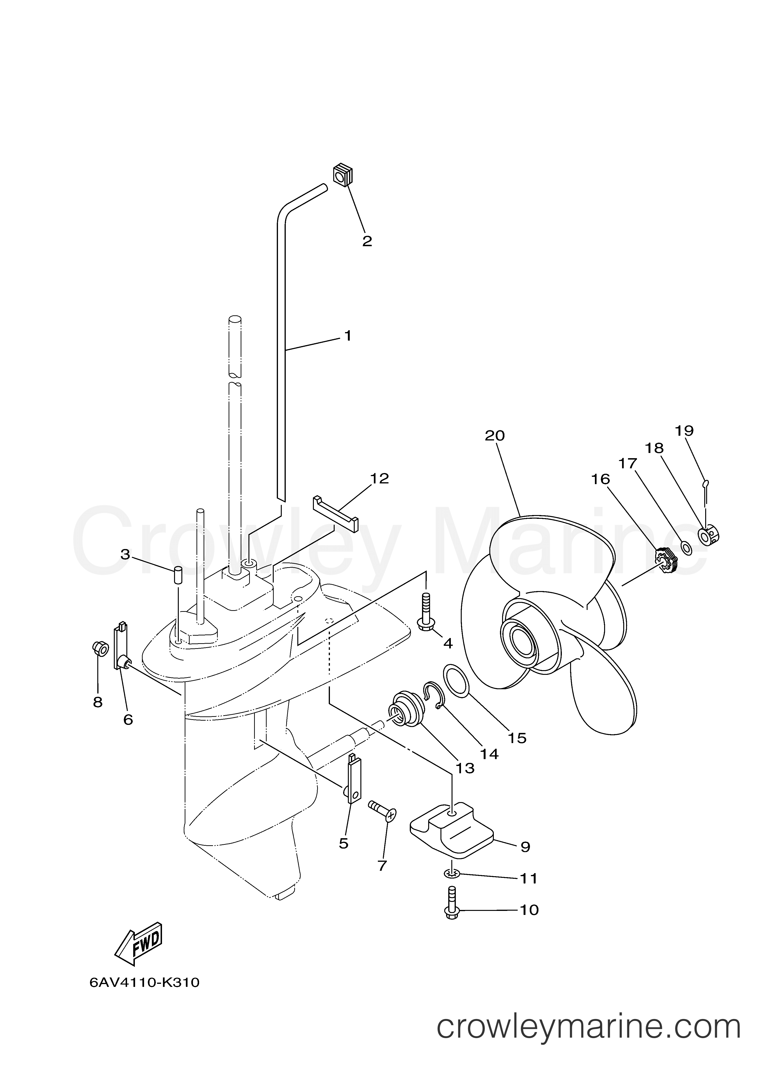 LOWER CASING DRIVE 2 2014 Yamaha Outboard 9.9hp T9.9LPHB Crowley Marine