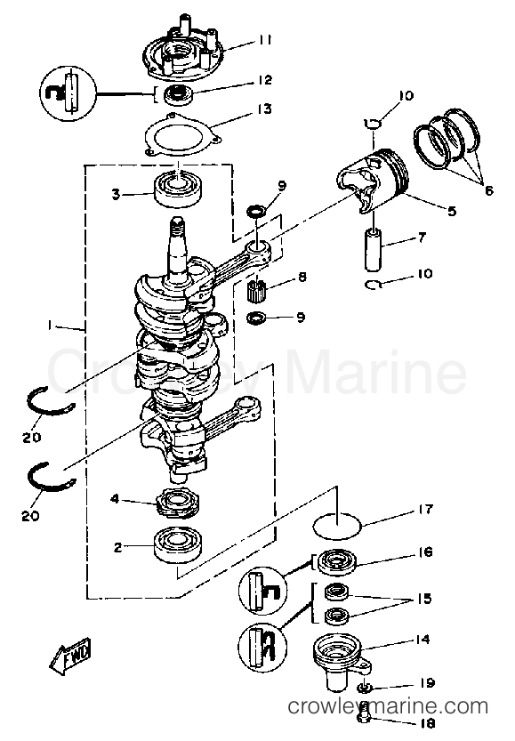Yamaha Motors 40ETLH - CRANK PISTON