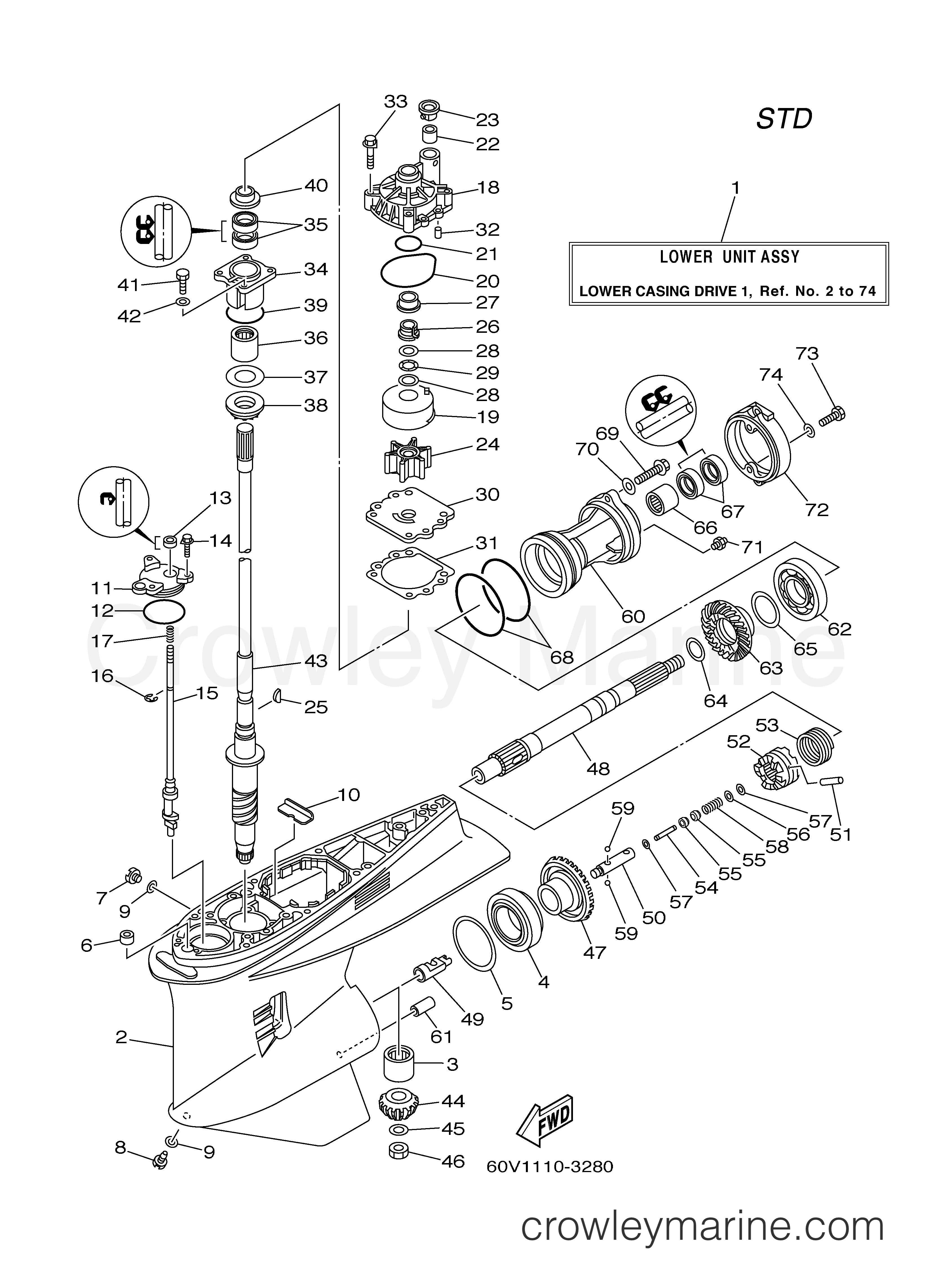 Yamaha Motors Z250TURC - LOWER CASING DRIVE 1