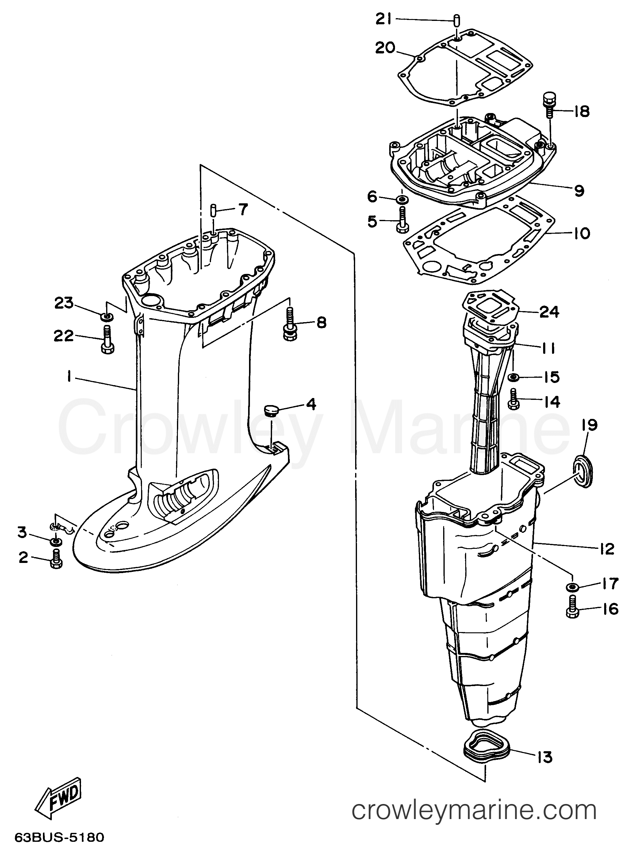 Yamaha Motors 40MJHU - UPPER CASING