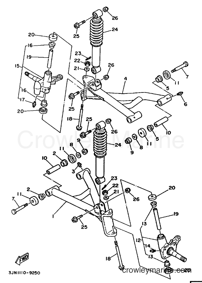1989 ATV YFU1 - YFU1 (3JN2) [010] - FRONT SUSPENSION & WHEEL