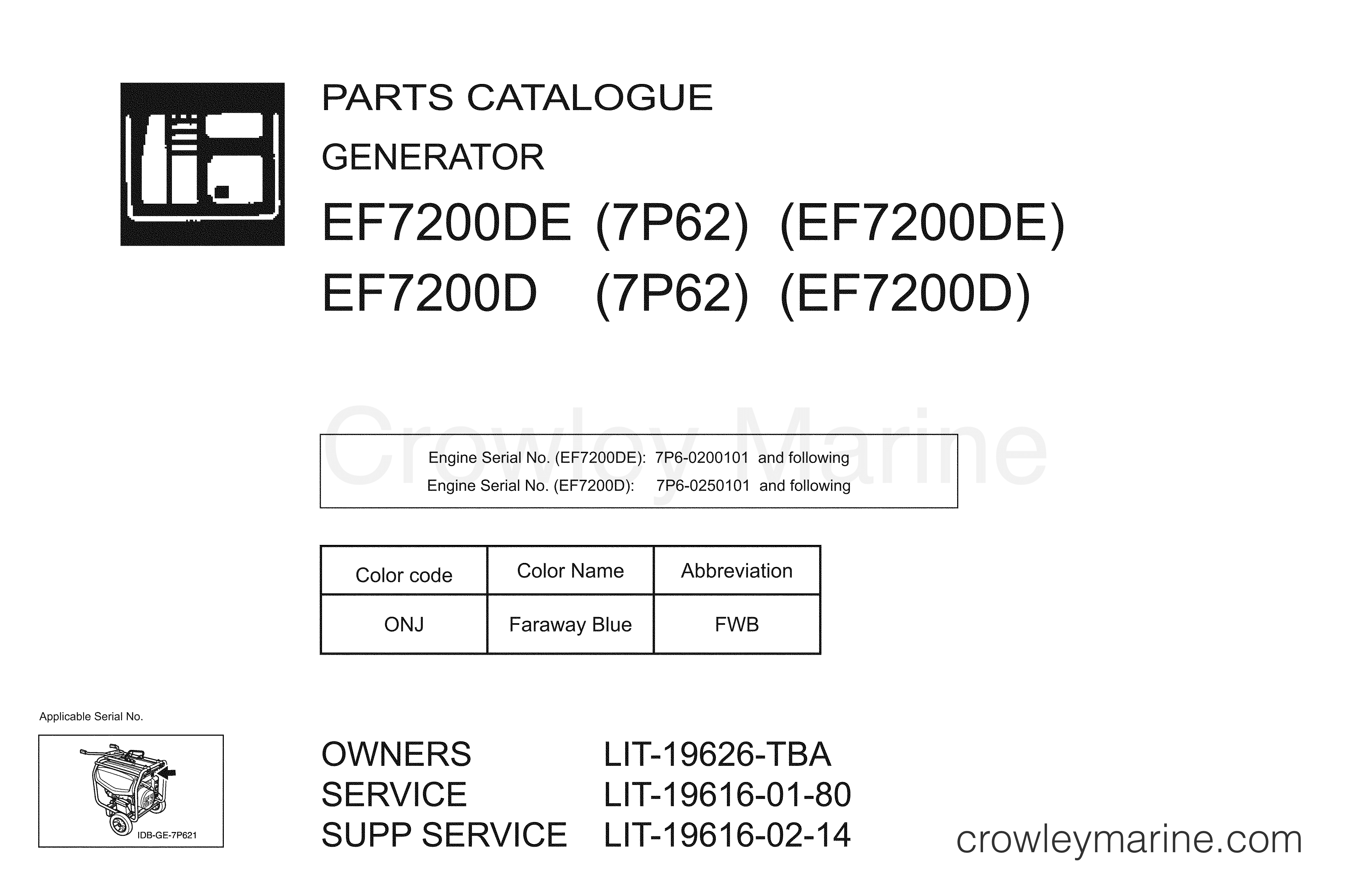 2014 Generator 7200 - EF7200D - 1 TITLE PAGE