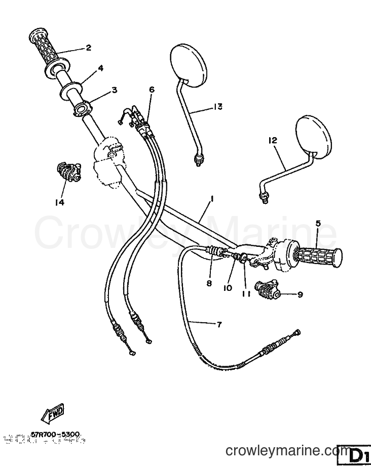1987 Dirt Bike XT250T - XT250T (1EU0) [010] - STEERING HANDLE & CABLE