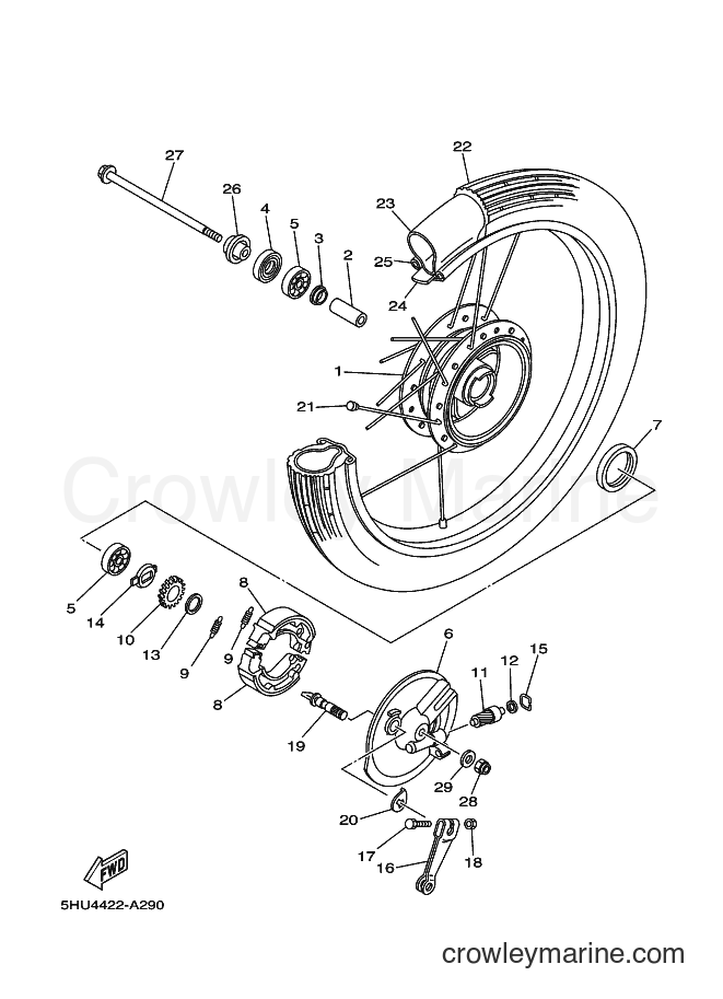 2003 Scooter T105E - T105E (5HU7) [010] - FRONT WHEEL FOR DRUM BRAKE