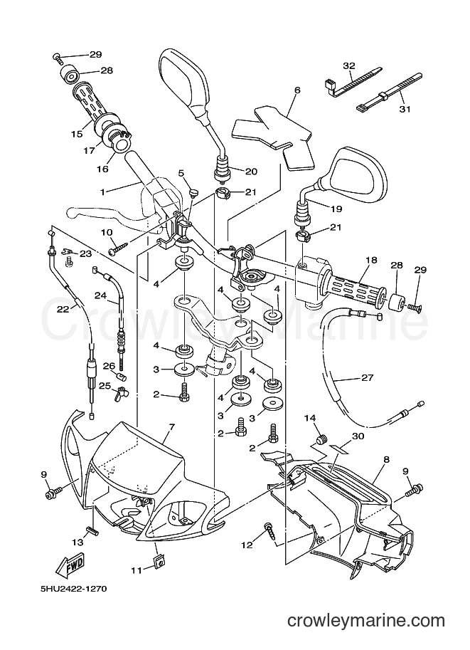 Yamaha Motors T105SE (5HU2) [010] - STEERING HANDLE & CABLE