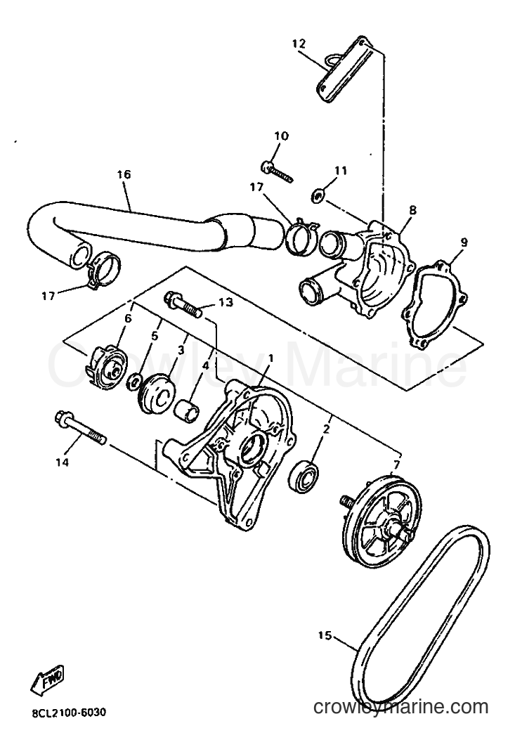 1996 Snowmobile VX500DX - VX500DX (8CL2) [020] - WATER PUMP