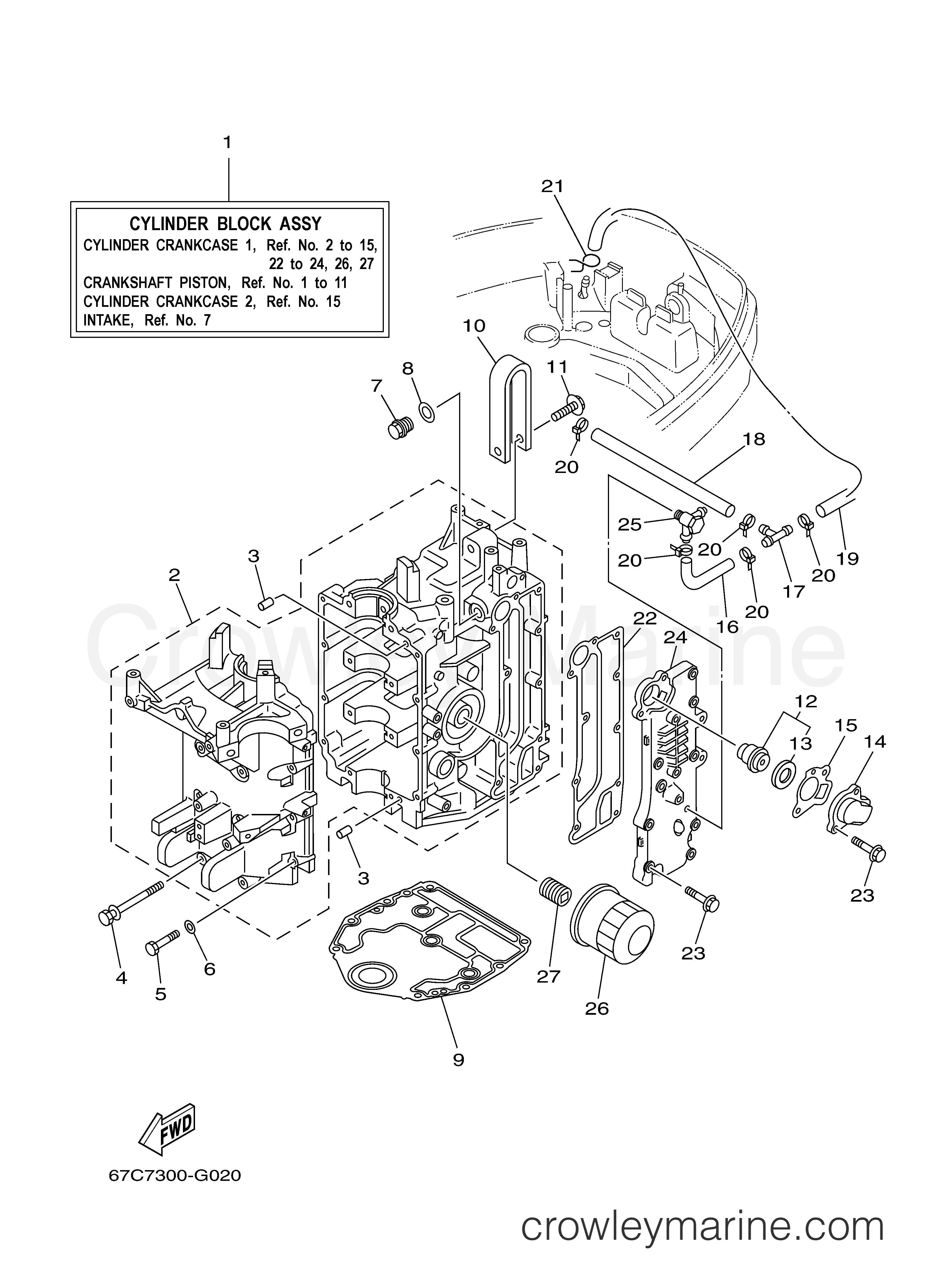 Yamaha Motors F40BMLH - CYLINDER CRANKCASE 1